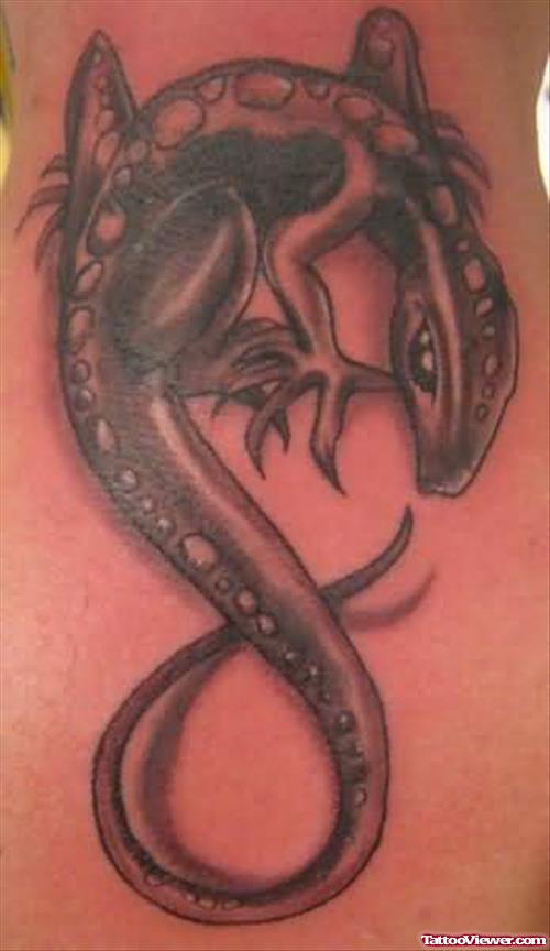 Black And Grey Lizard Tattoo