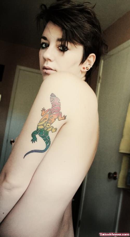 Latest Lizard Coloured Tattoo
