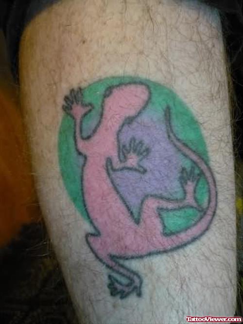 Coloured  Lizard Tattoo