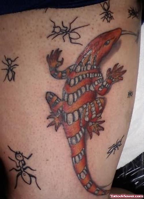 Ants And Lizard Tattoos