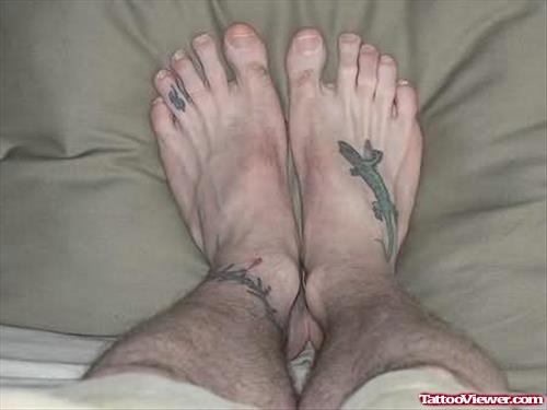 Awesome Lizard Tattoo On Foot