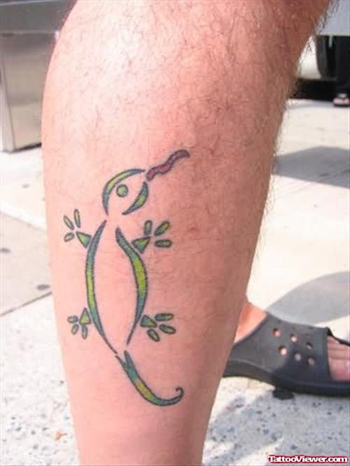 Lizard Black Tattoo On Leg
