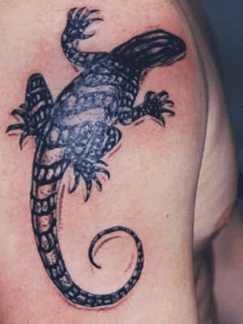Back Shoulder Lizard Tattoo