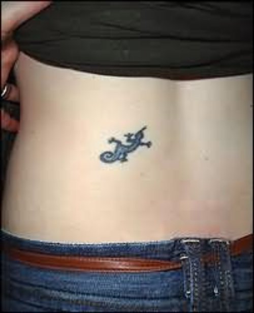 Lizard Tattoo On Back Waist