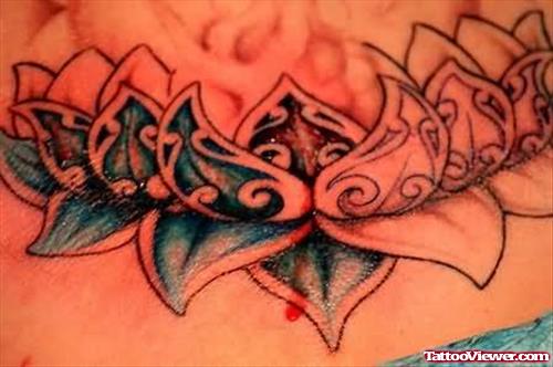 Elegant Lotus Tattoo On Waist