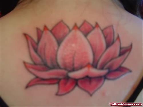 Big Lotus Tattoo On Back