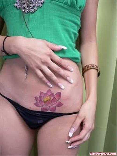 Lotus Tattoo On Belly