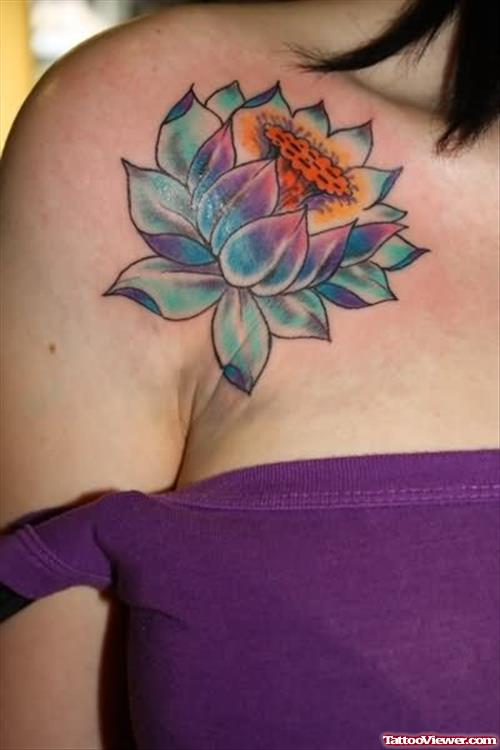 Lotus tattoo On Front Shoulder