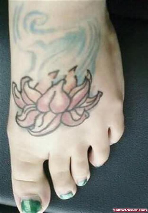 Light Lotus Tattoo On Foot