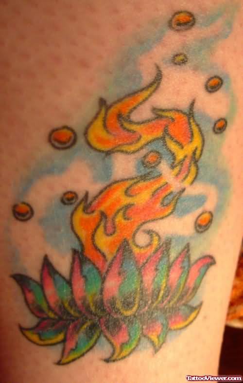 Flaming Lotus Tattoo For Body