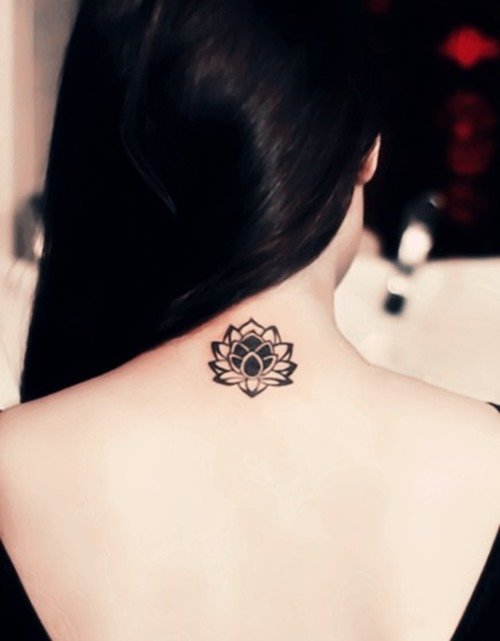 Attractive Lotus Flower Tattoo On Upperback