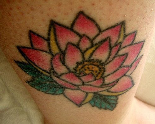 White and Pink Lotus Tattoo