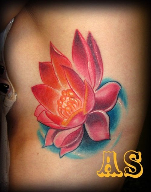 Rib Side Lotus Tattoo