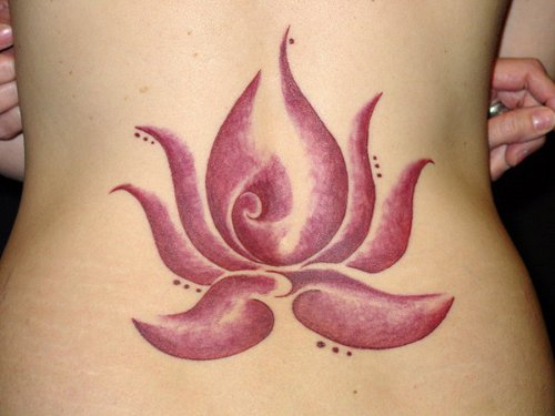 Classic Lotus Flower Tattoo On Lowerback