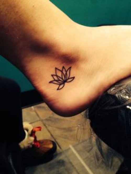 Small Lotus flower Tattoo On Ankle