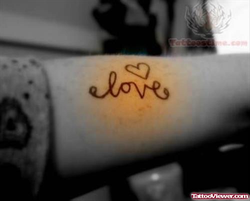 Love And Heart Tattoo On Arm