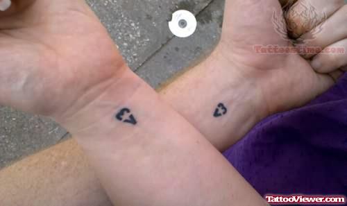 Tiny Love Hearts Tattoos On Wrist