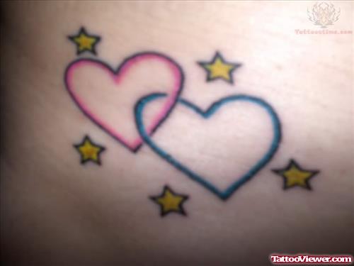 Hearts And Stars Love Tattoo