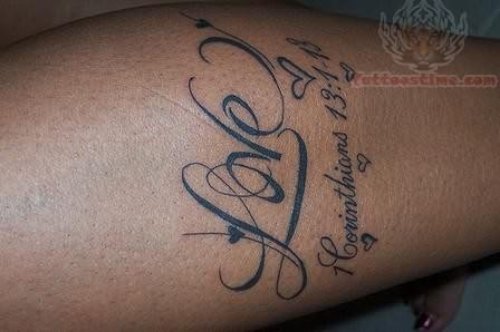 Stylish Love Tattoo For Leg