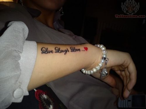 Love Tattoo On Girl Arm