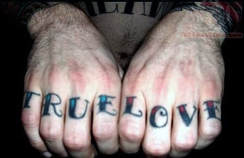 True Love Tattoo On Fingers