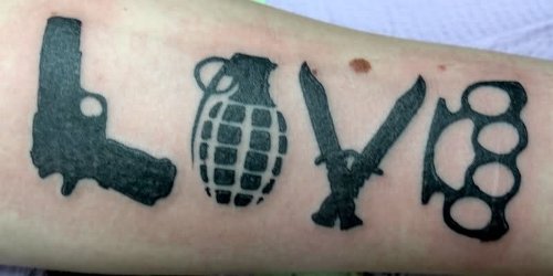 Gangsta Weapons Love Tattoo