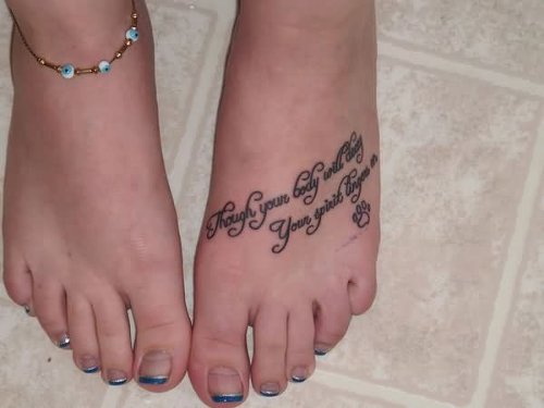 Love Tattoo On Girl Left Foot