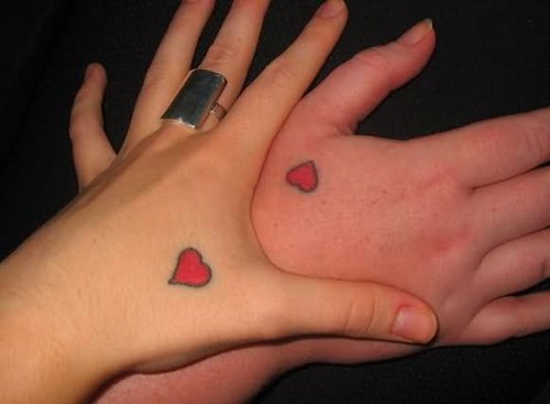 Red Heart Love Tattoos On Hands