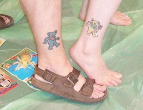 Teddy Bear Love Tattoos On Leg