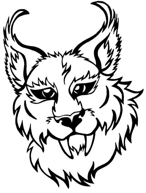 Devil Lynx Head Tattoo Stencil Idea