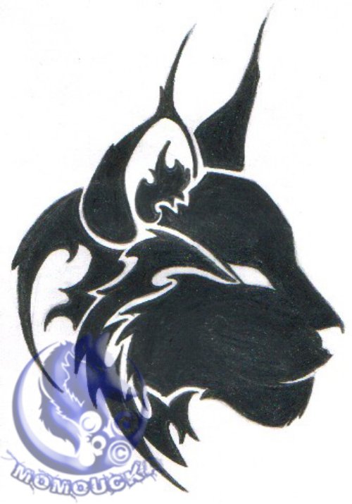 Classic Black Ink Lynx Head Tattoo Design