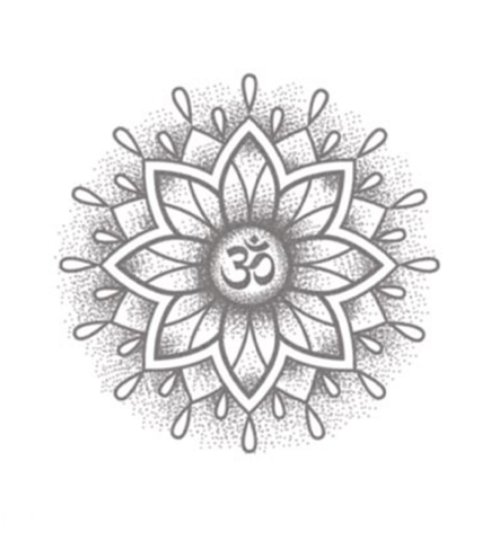 Grey Ink Om Symbol In Mandala Tattoo Design