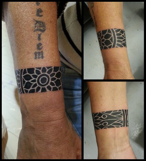 Dark Ink Mandala Tattoo On Wrist