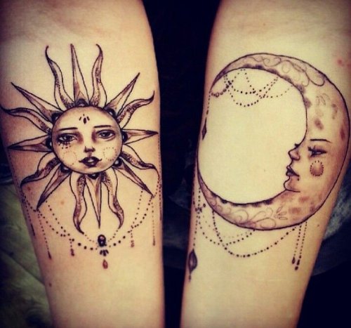 Moon and Sun Mandala Tattoos On Sleeve