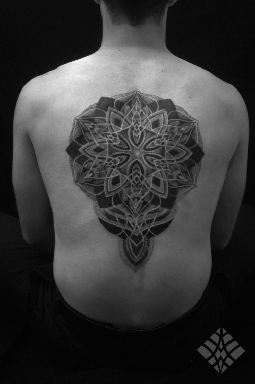 Mandala Tattoo On Man Back Body