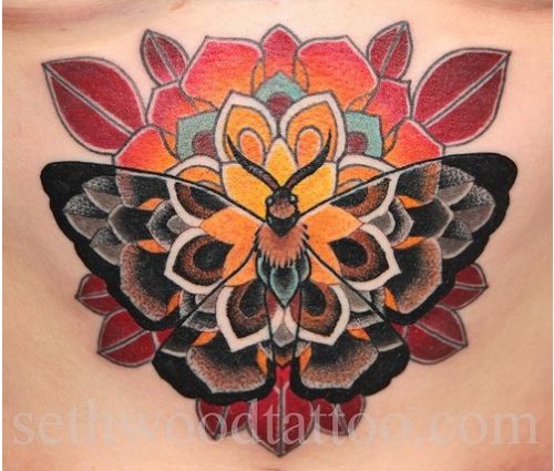 Butterfly And Mandala Tattoo