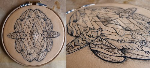 Grey Ink Moth And Mandala Tattoos Design