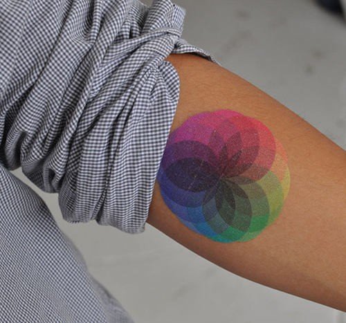 Rainbow Mandala Flower Tattoo On Arm
