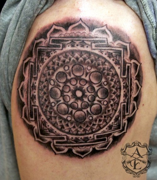 Attractive Mandala Tattoo On Shoulder