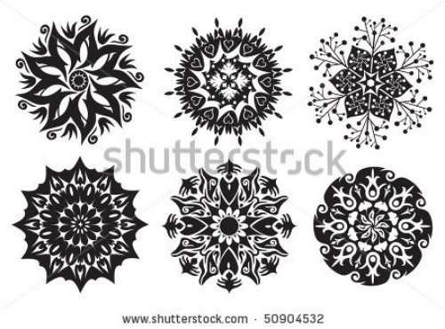 Grey Ink Mandala Flowers Tattoos Design