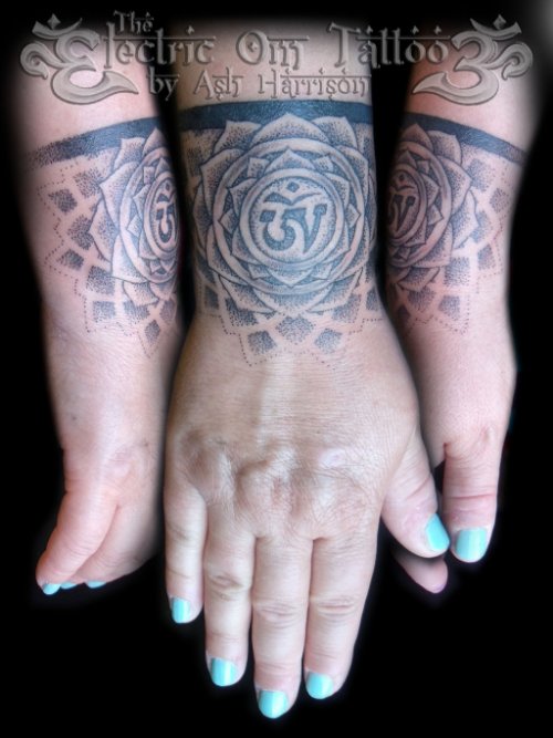 Om Mandala Tattoo On Wrist