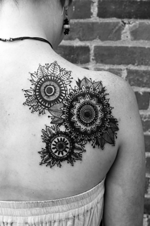 Right Back Shoulder Mandala Tattoos