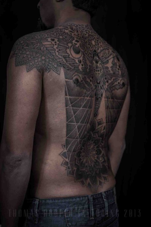 Man Back Body Mandala Tattoo