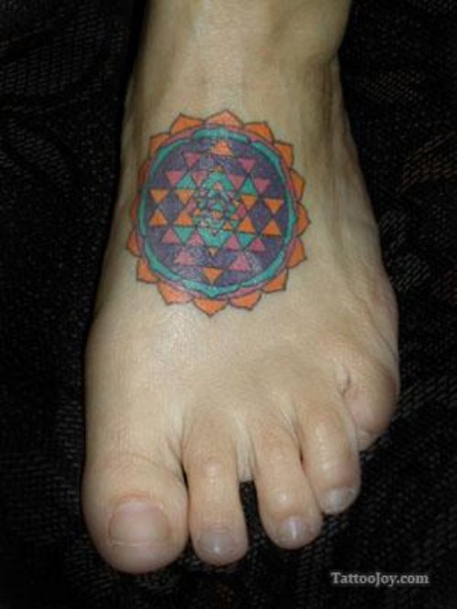 Mandala Flower Tattoo On Left Foot