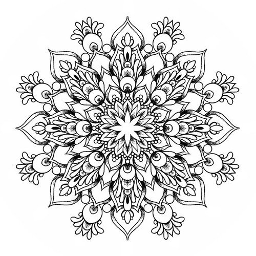 Grey Ink Mandala Flowers Tattoo Design
