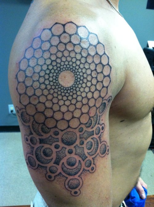 Geometric Mandala Tattoo On Right Half Sleeve