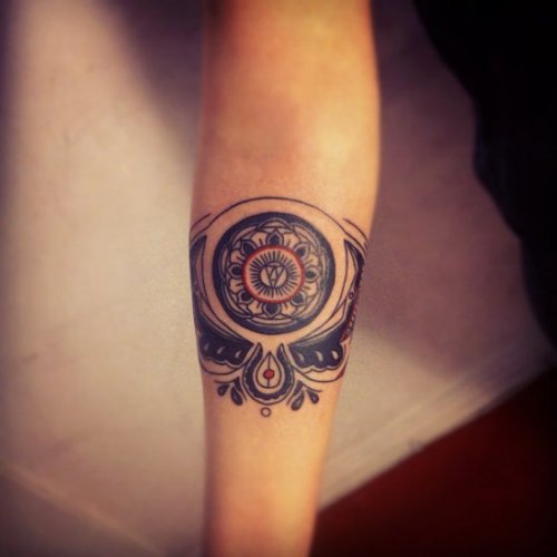 Dark Ink Mandala Tattoo On Full Sleeve