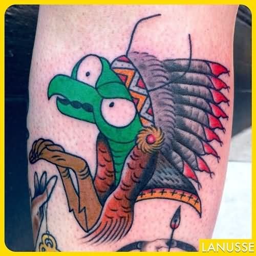 Native Colored Mantis Tattoo