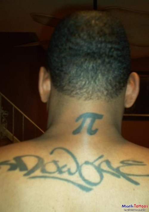 Pi Math Tattoo On Back Neck