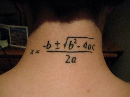Back Neck Mathematical Formula Tattoo